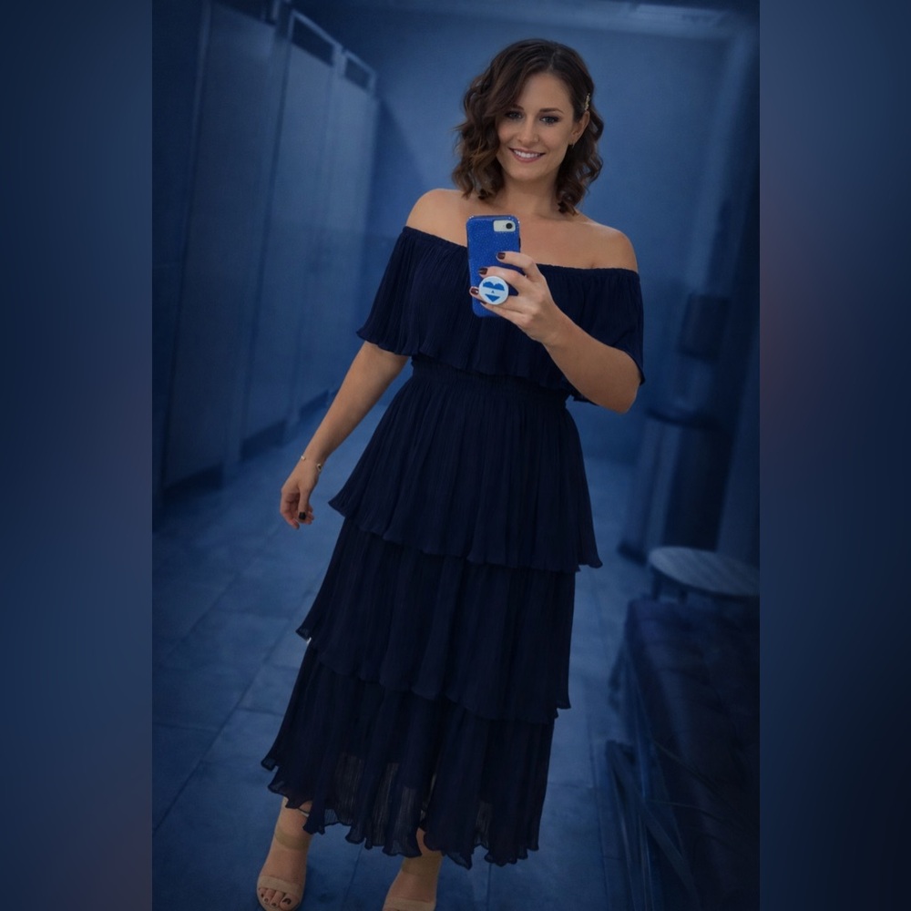 Baltic Born Navy Off-Shoulder Dress
